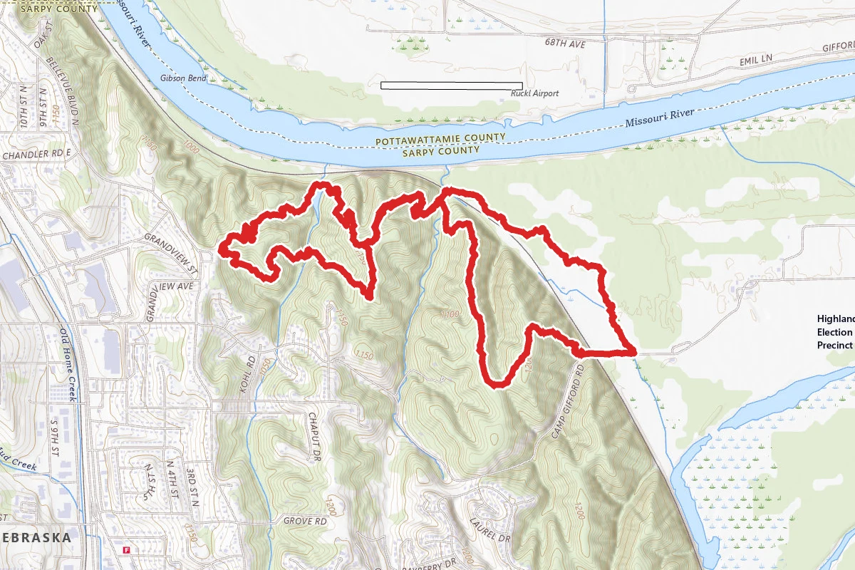 Hackberry, Hawthorn, Oak, Cottonwood and Chickadee Trail