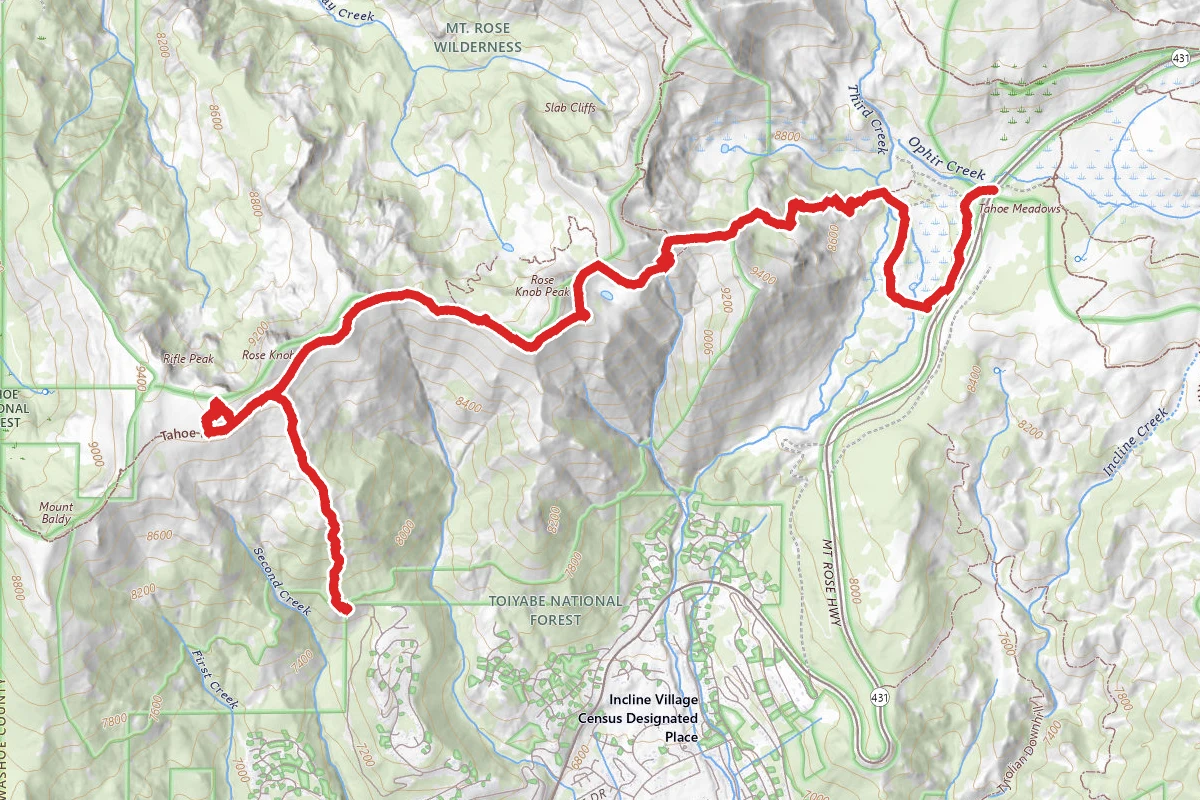 Incline Village, Rifle Peak and Mount Rose Meadow