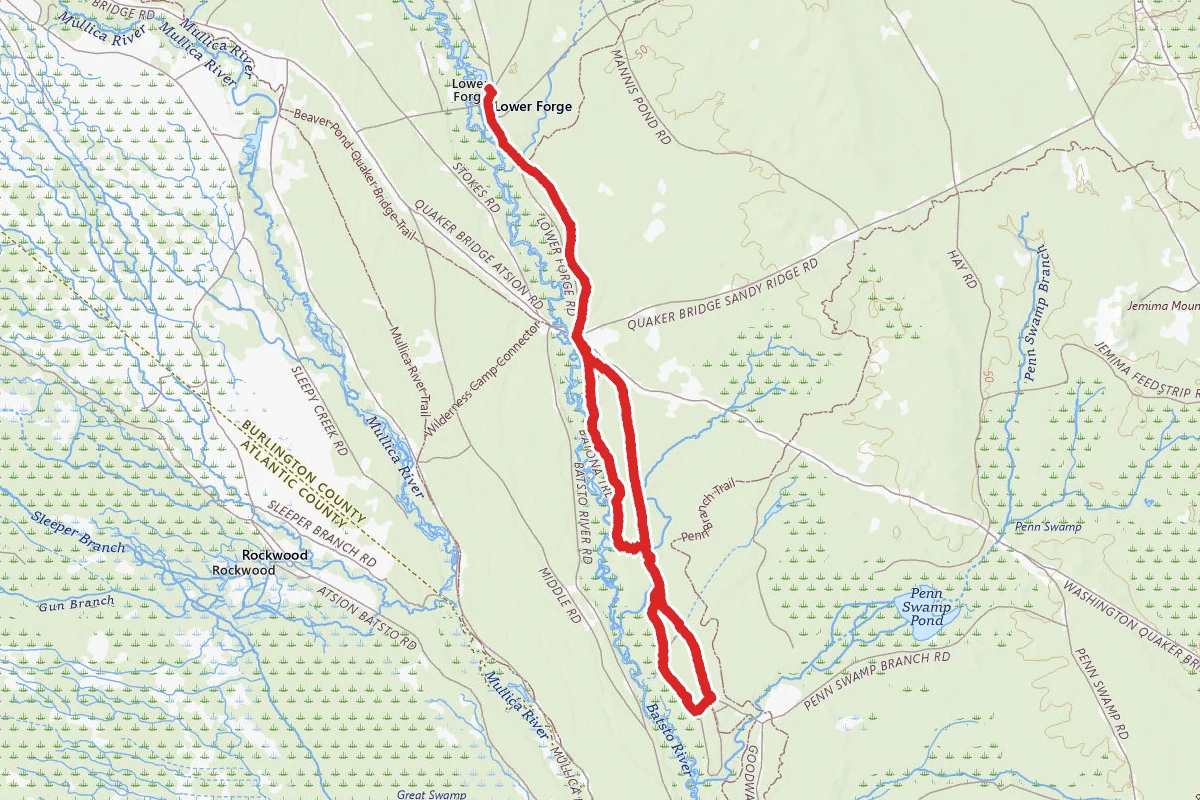Lower Forge to Batona Trail to Goodwater Road Loop