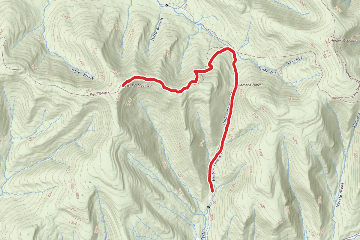 Westkill Mountain via Diamond Notch Trail (Blue