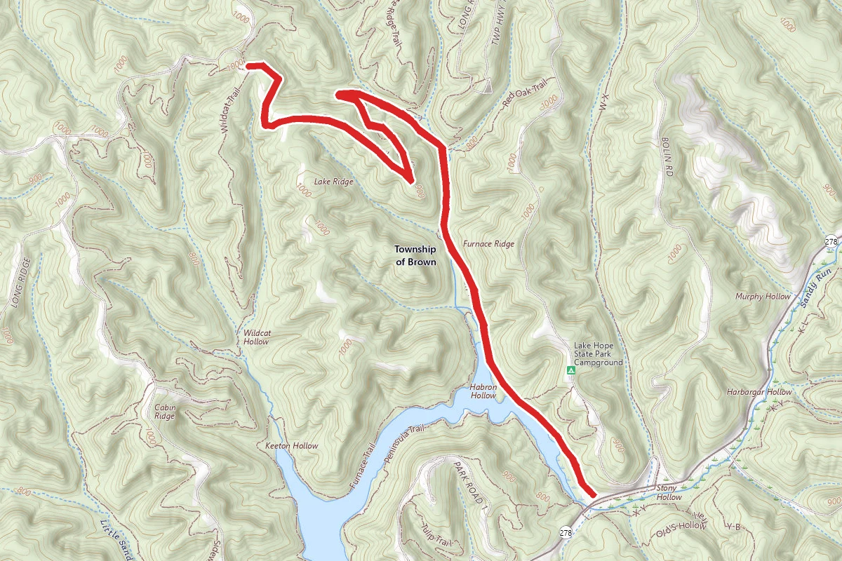 Hope Furnace Trail to the Bobcat Trail