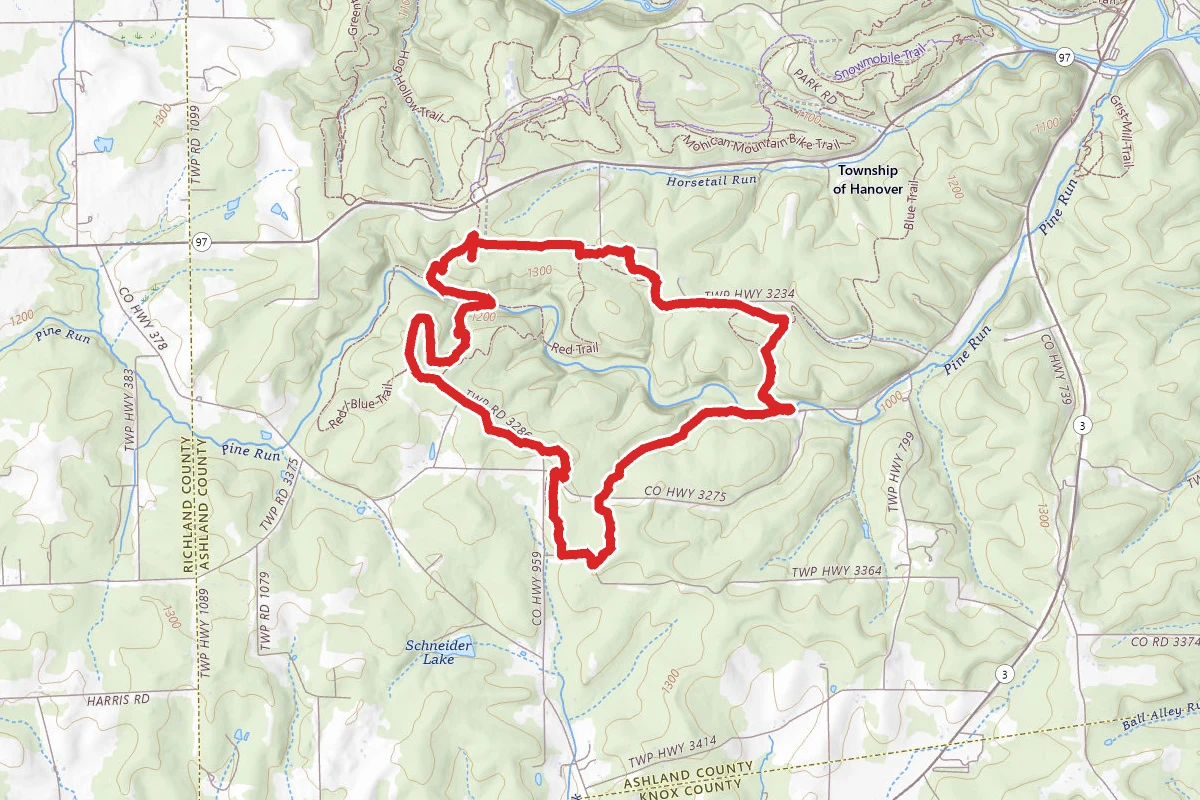 Mohican Blue to Red Bridle Trail Loop