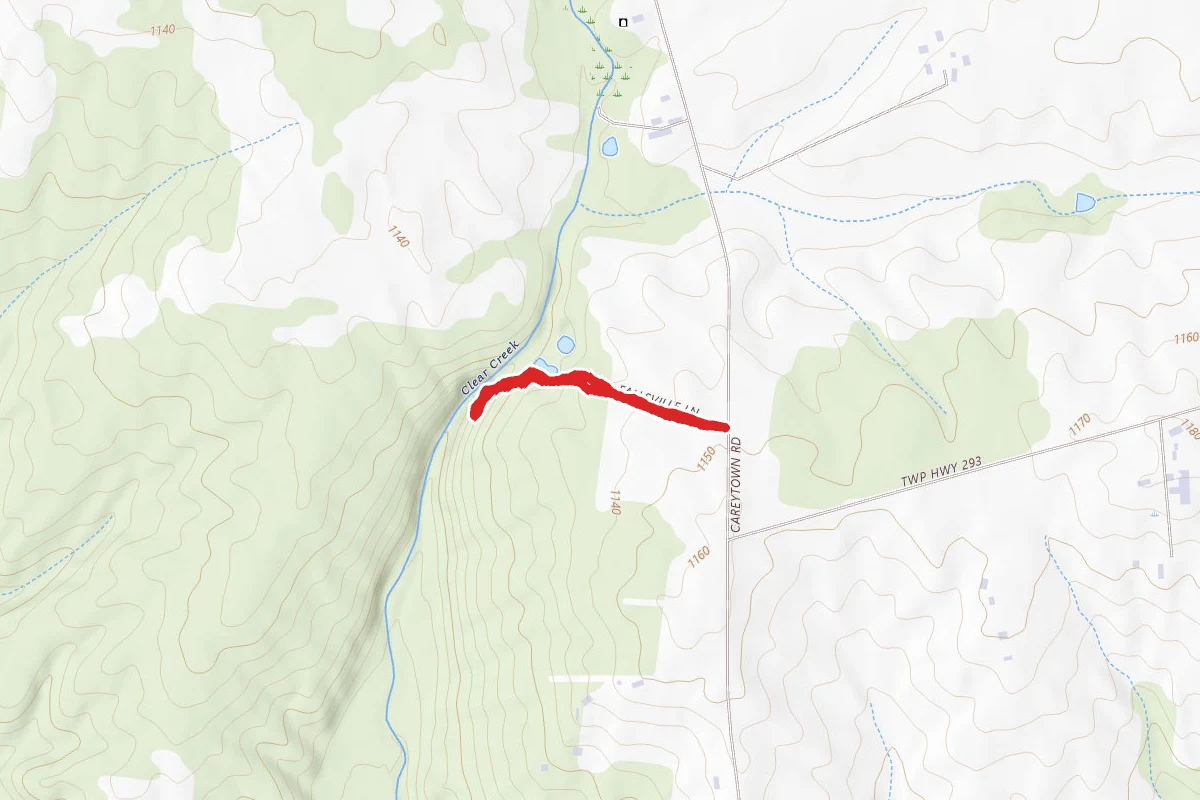 Fallsville Wildlife Area Trail to Upper Waterfalls