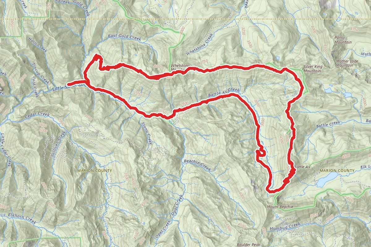 Battle Ax Creek, Bagby and Whetstone Trail