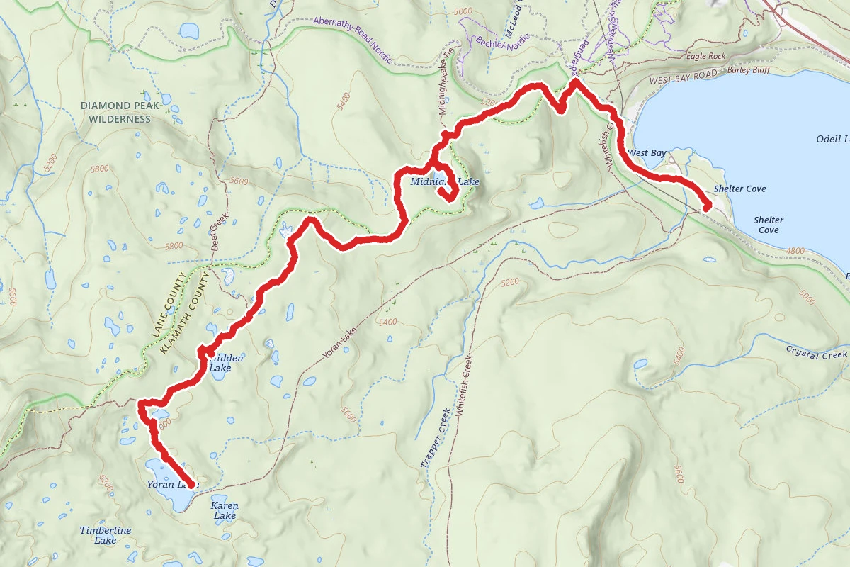 Midnight Lake, Hidden Lake, Yoran Lake via PCT