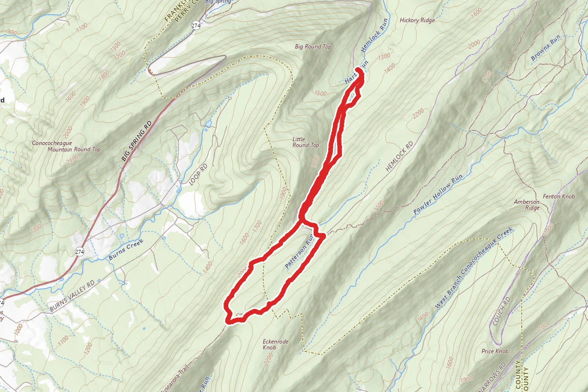 Rim, Tuscarora, Bear Pond, and Hemlock Trails Loop