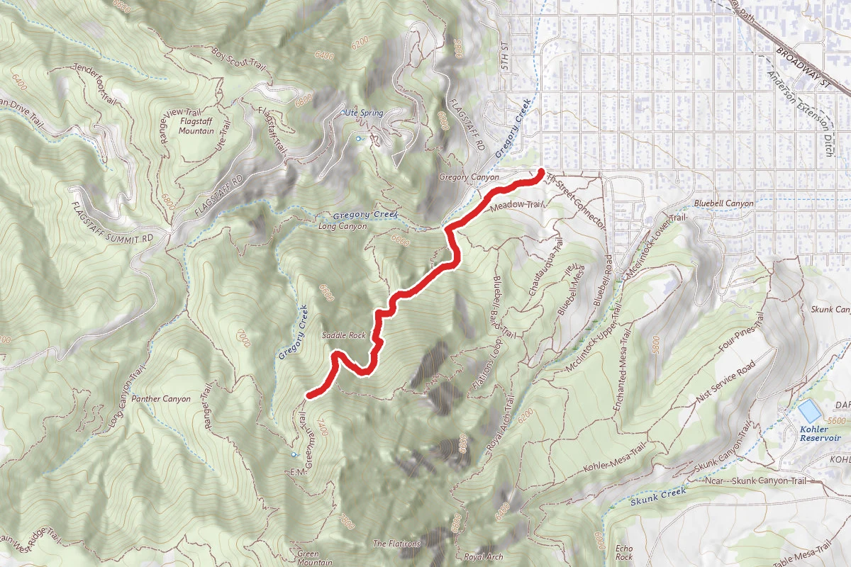 Baseline to Ampitheatre and Saddle Rock Trails