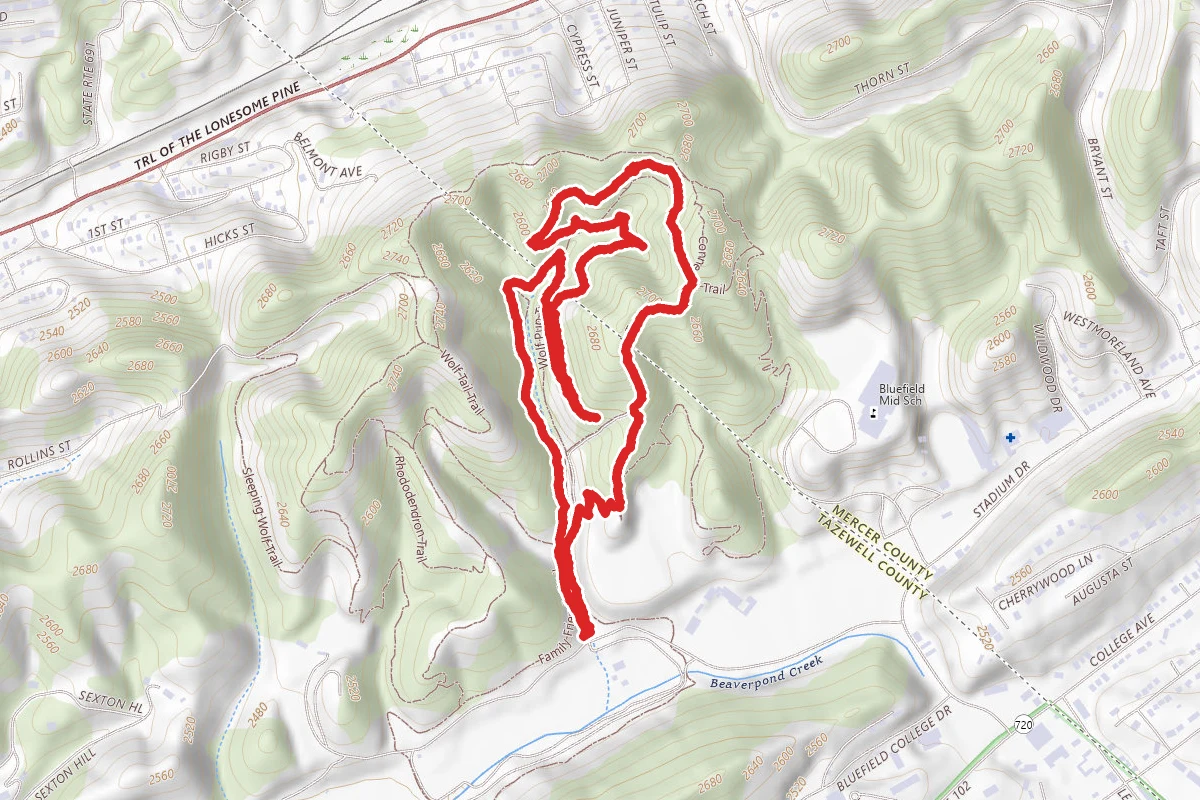 Bluefield City Park Orange, Purple, Blue Loop