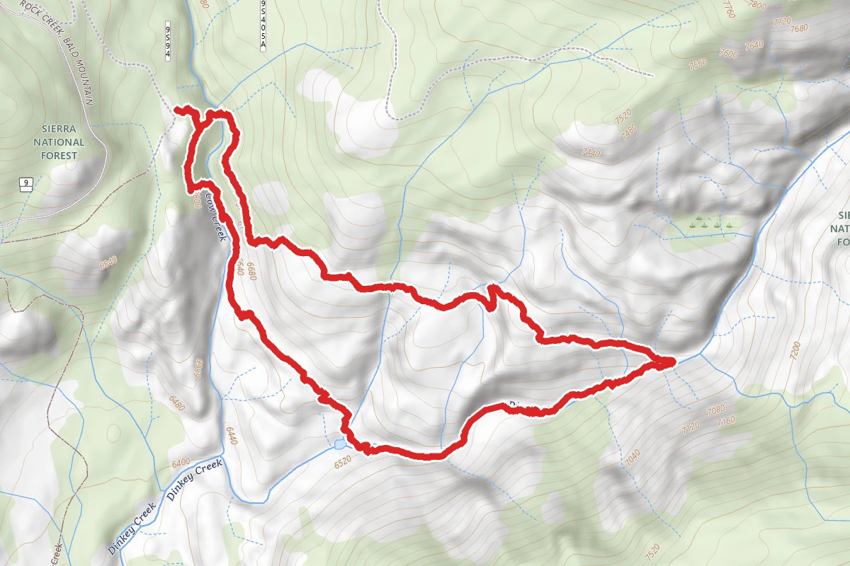 Upper Dinkey Creek Loop from Cow Creek Quarry