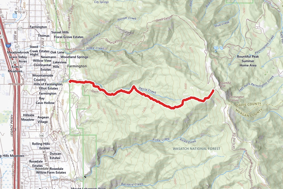 Davis Creek Trail to Bountiful Peak Summit