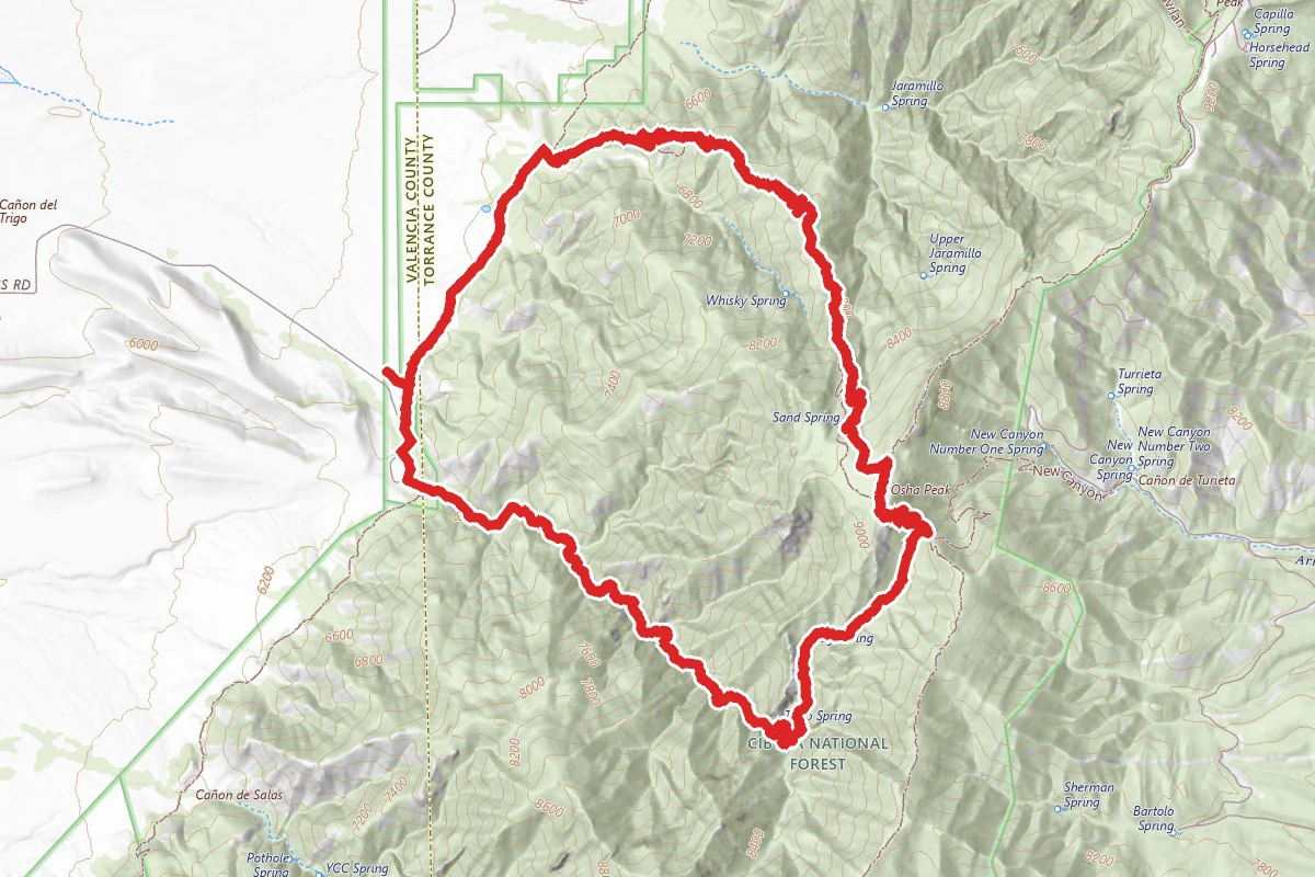 Trigo Canyon #185, Manzano Creek #170, Osha #100 and Comanche #182 Loop