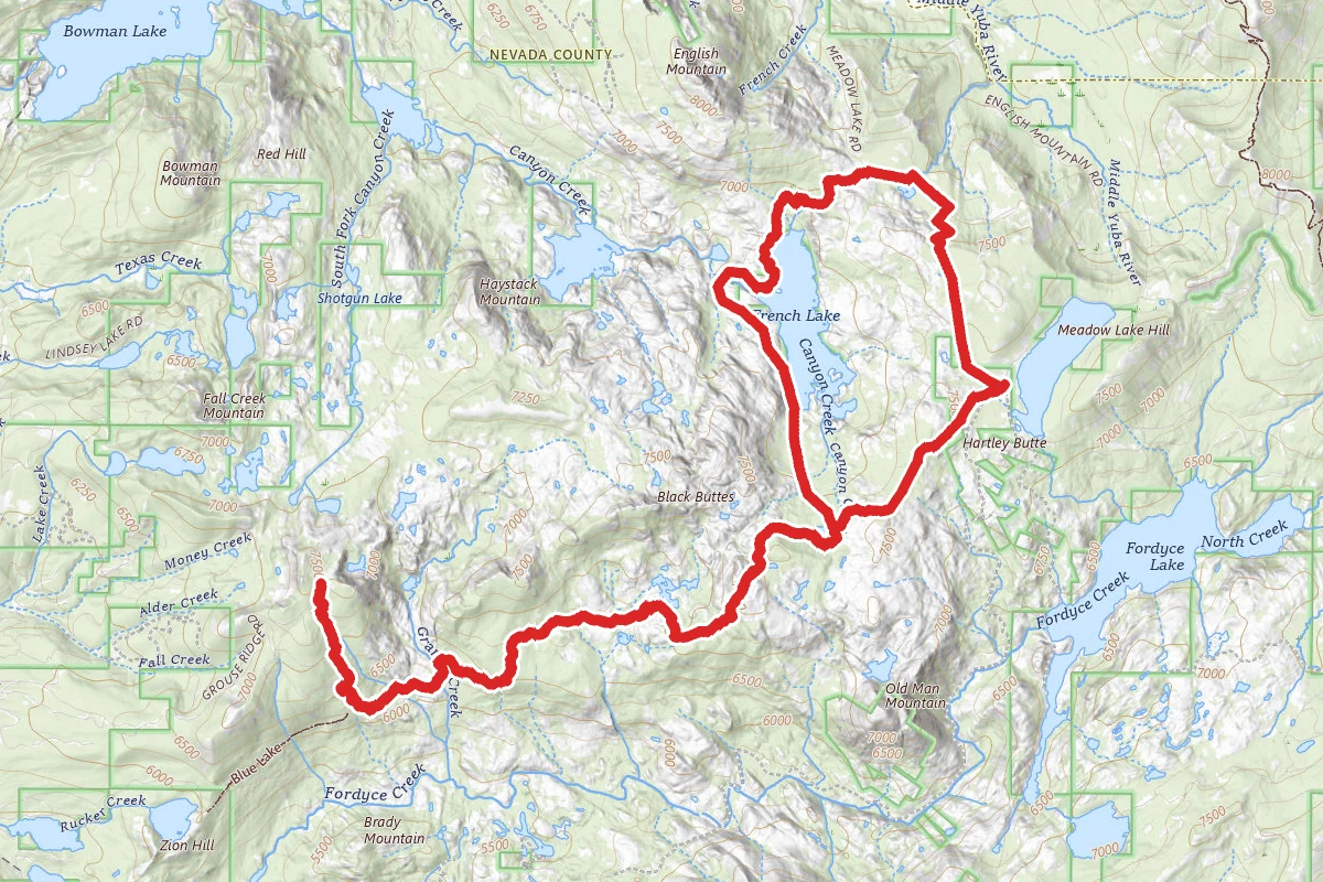 French Lake and Tollhouse Lake Loop via Beyers Lake Trail