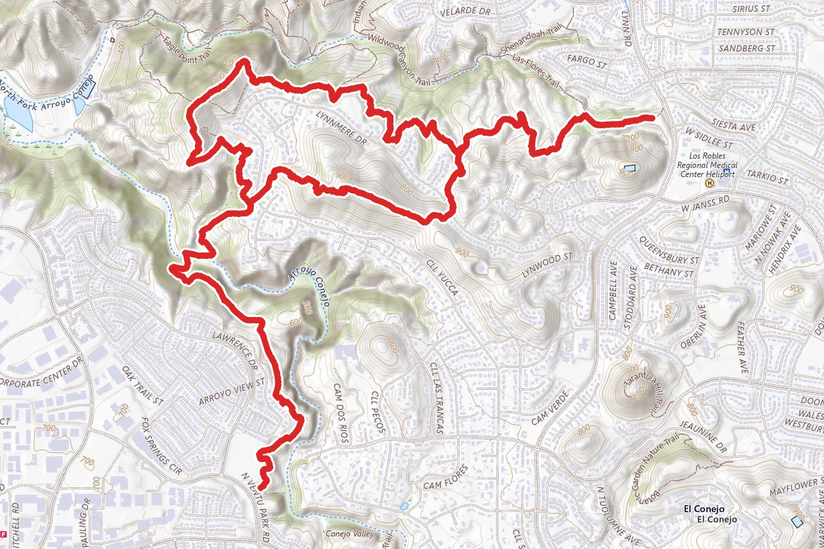 Arroyo Conejo to Lynnmere Trail