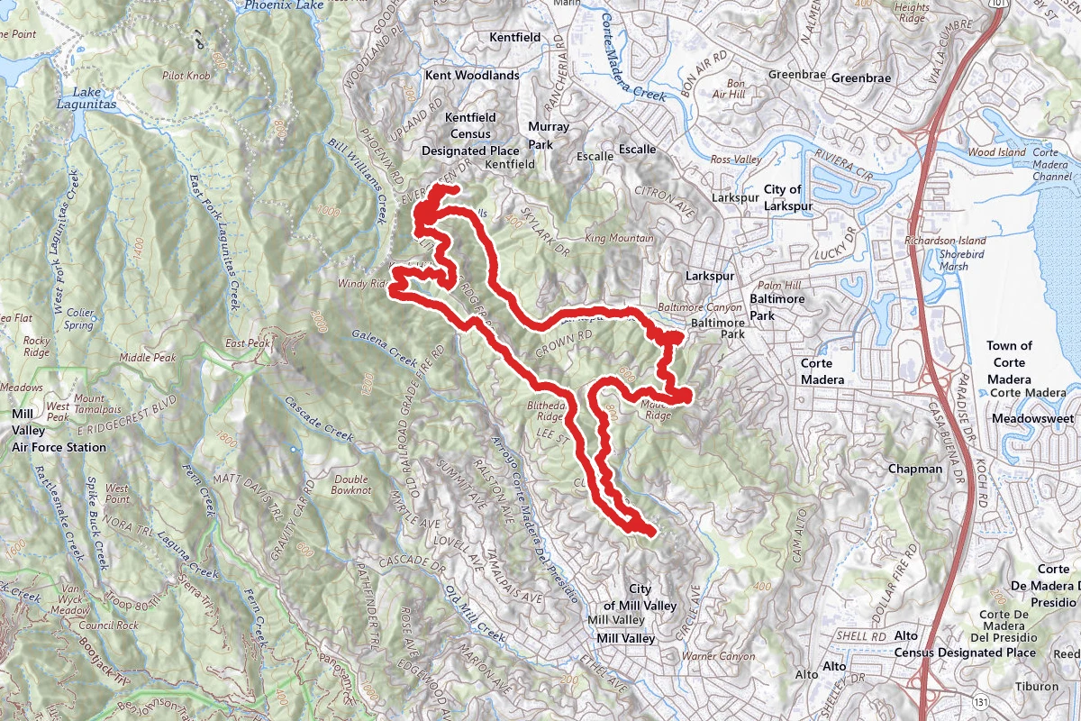 Hoo-Koo-E-Koo, Blithedale Ridge, Huckleberry, Piedmont, Dawn Falls Loop