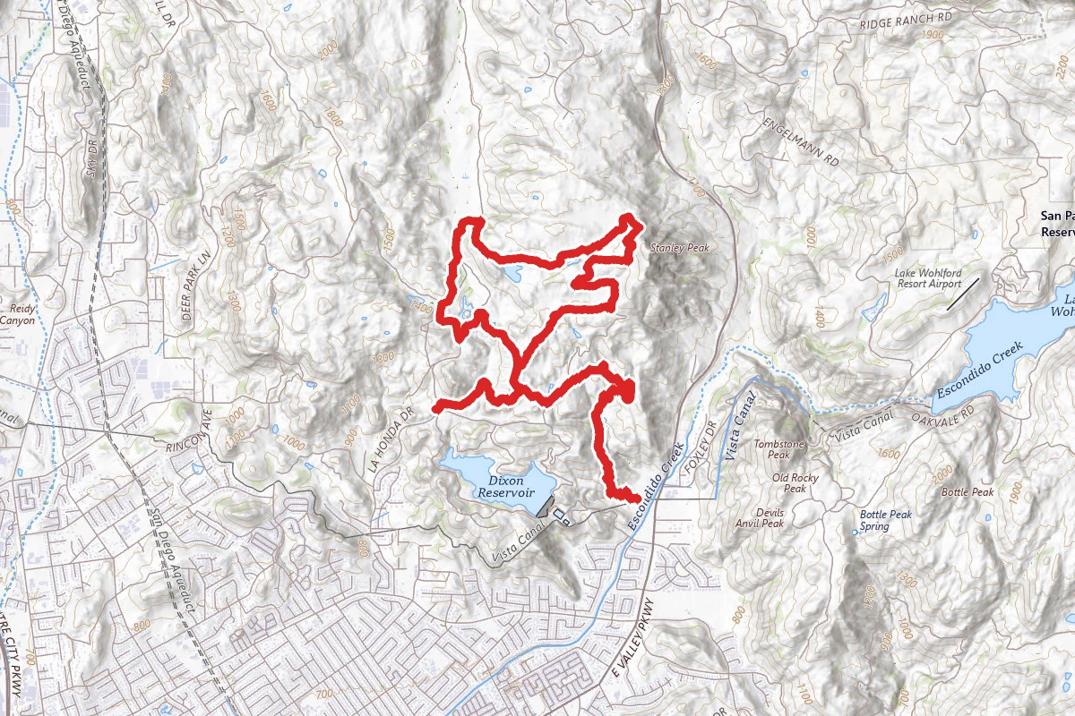 East Ridge Trail to Coyote Run Trail to Cabrio Trail Loop