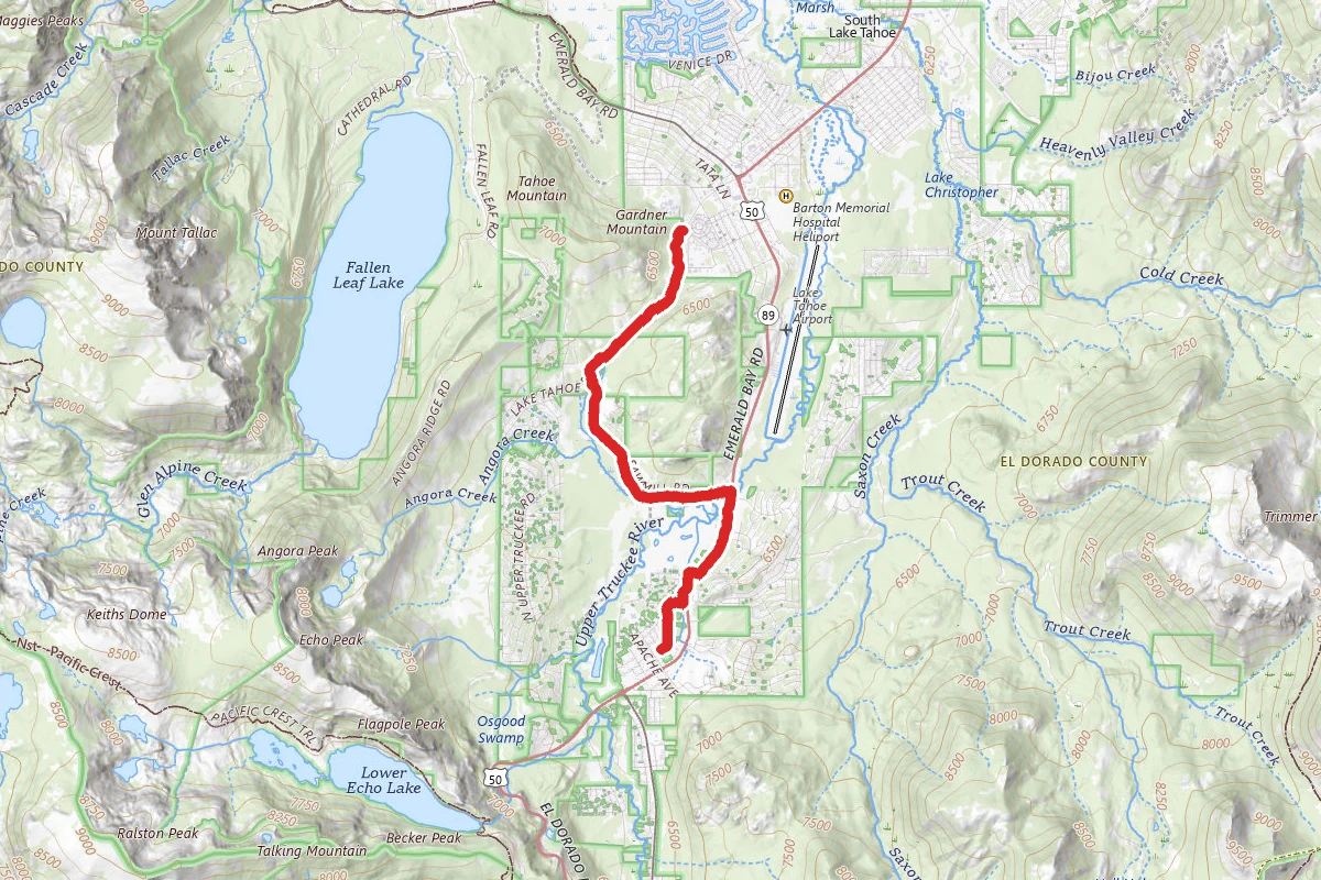 Lake Tahoe Boulevard Bike Trail to Meyers