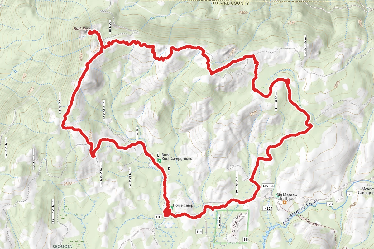 Buck Rock OHV Trail route map