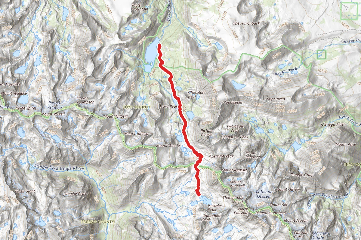 Bishop Pass from Dusy Basin to South Lake