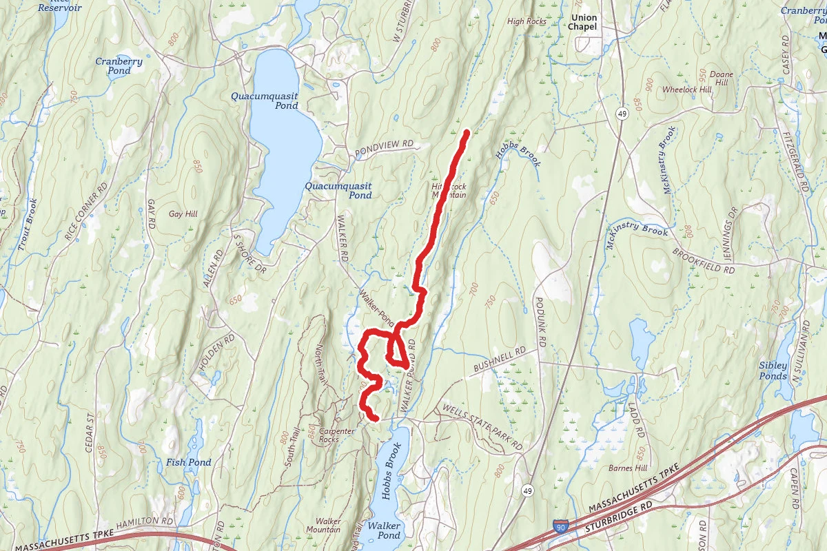 Beaver Pond Trail to Hitchcock Mountain Trail