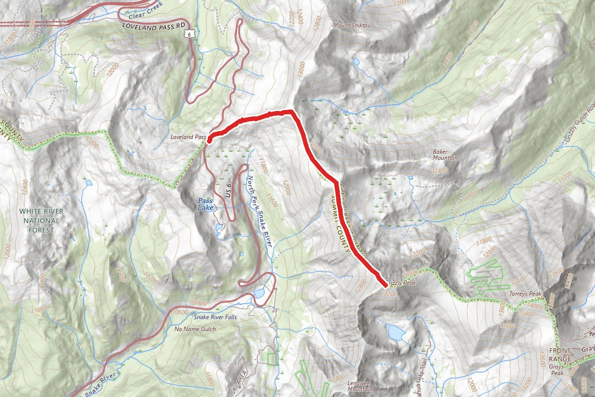 Grizzly Peak and Cupid Peak via Mount Sniktau Trail and Loveland Pass