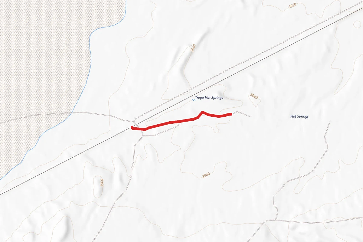 Trego Hot Springs route map