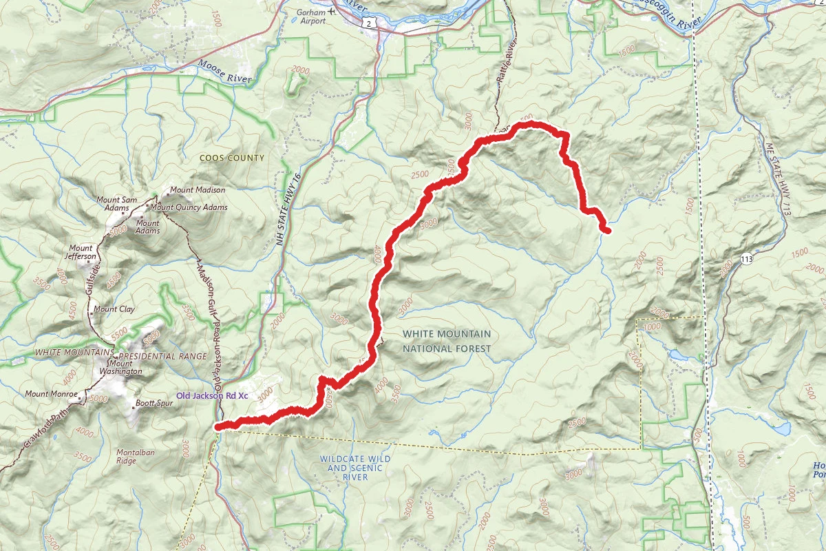 Shelburne Trail to Kenduskeag Trail to Carter-Moriah Trail