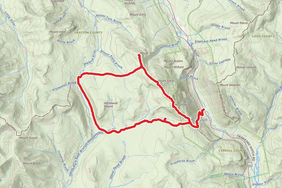 Mount Willey, Mount Field, Mount Tom and Ethan Pond Loop