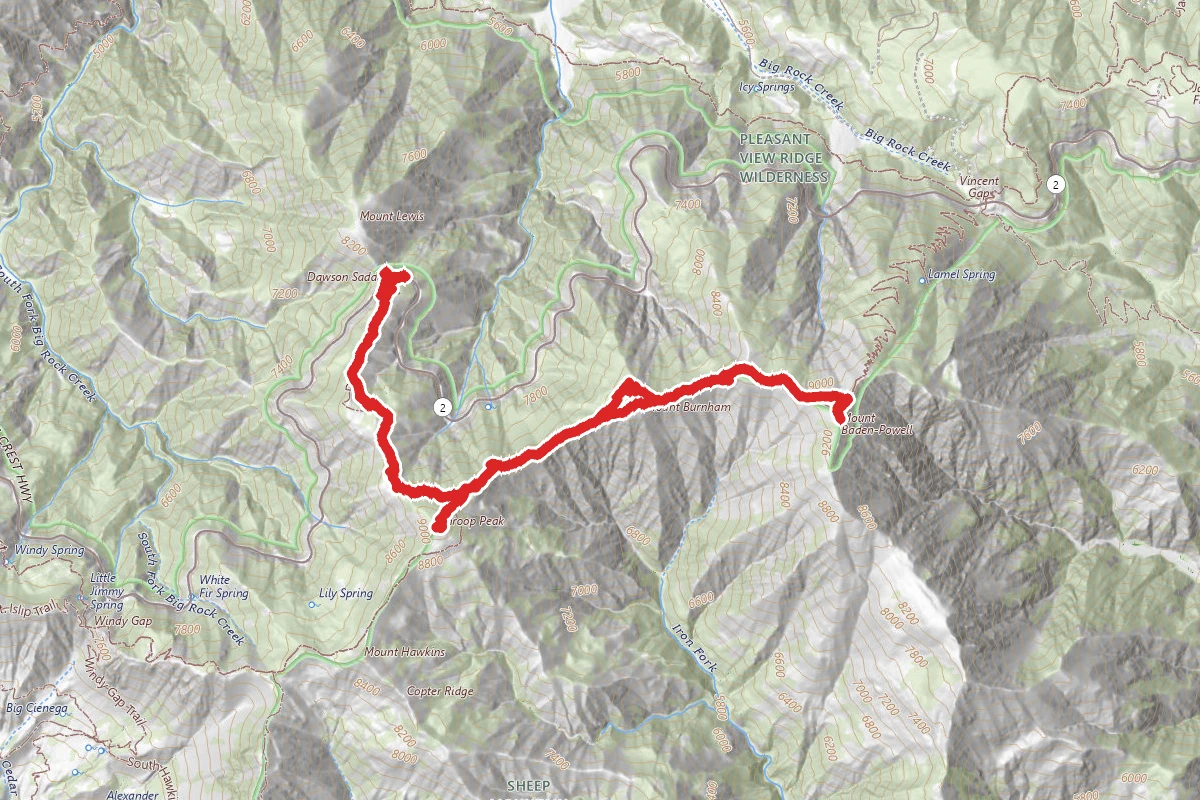 Mt. Baden-Powell from Dawson Saddle