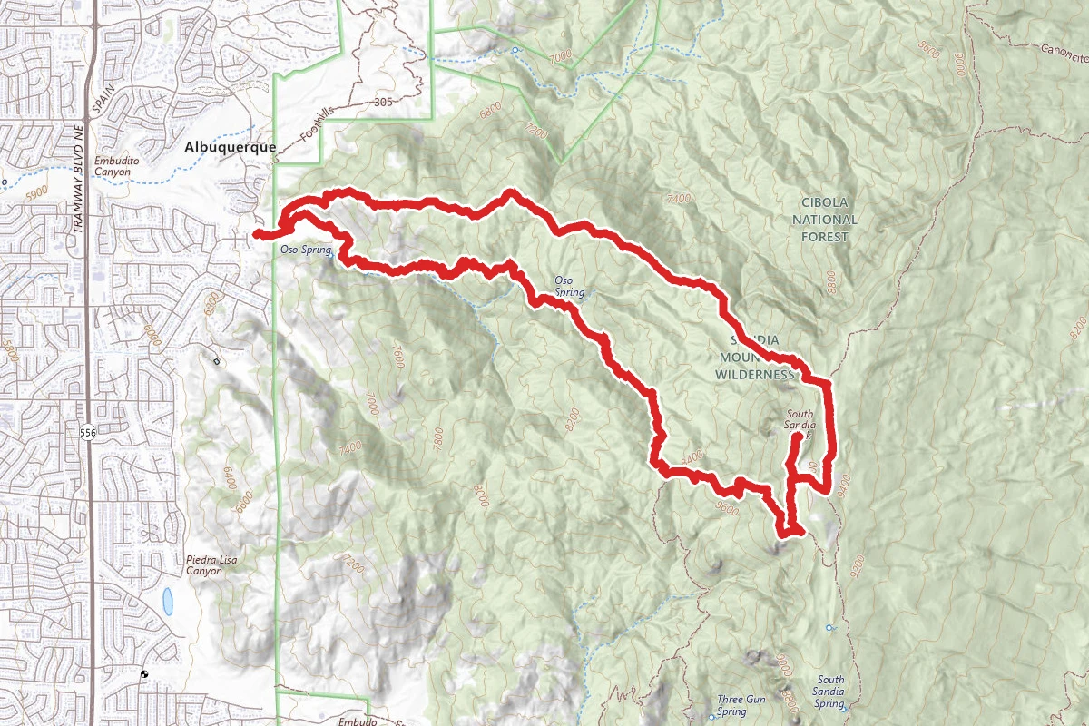 South Sandia Peak via Oso Ridge, South Crest #301 and Embudito #192 Loop