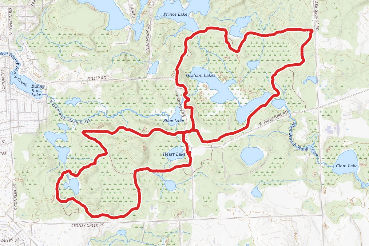 Bald Mountain Blue, White and Orange Loop Trails