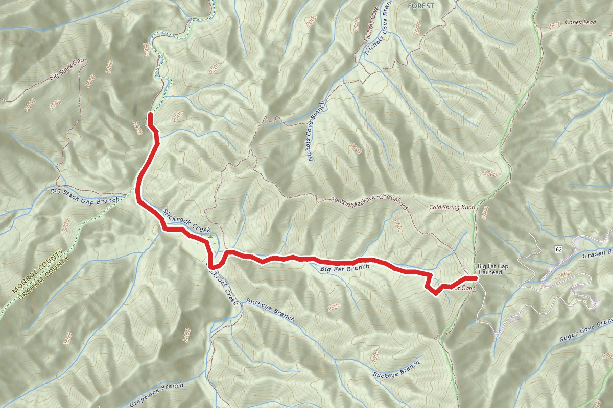 Big Fat Branch Trail to Sliderock Creek