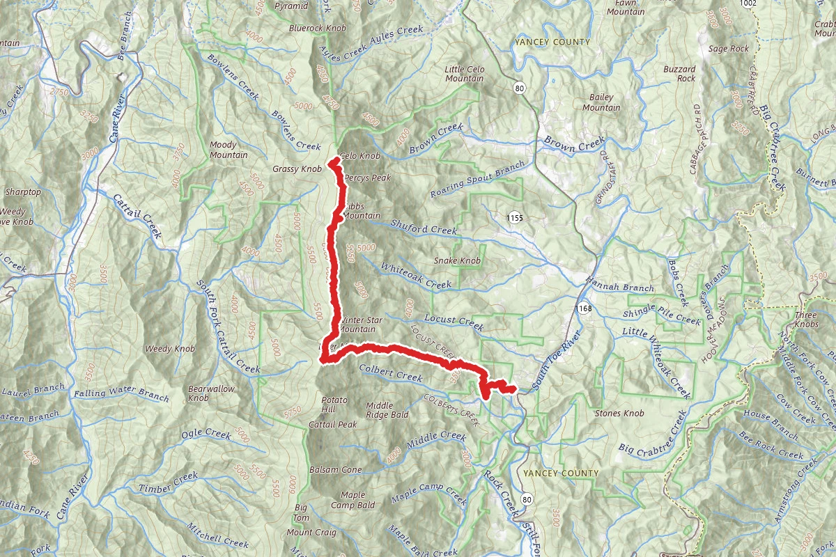 Celo Knob Via Black Mountain Crest and Colbert Ridge Trails