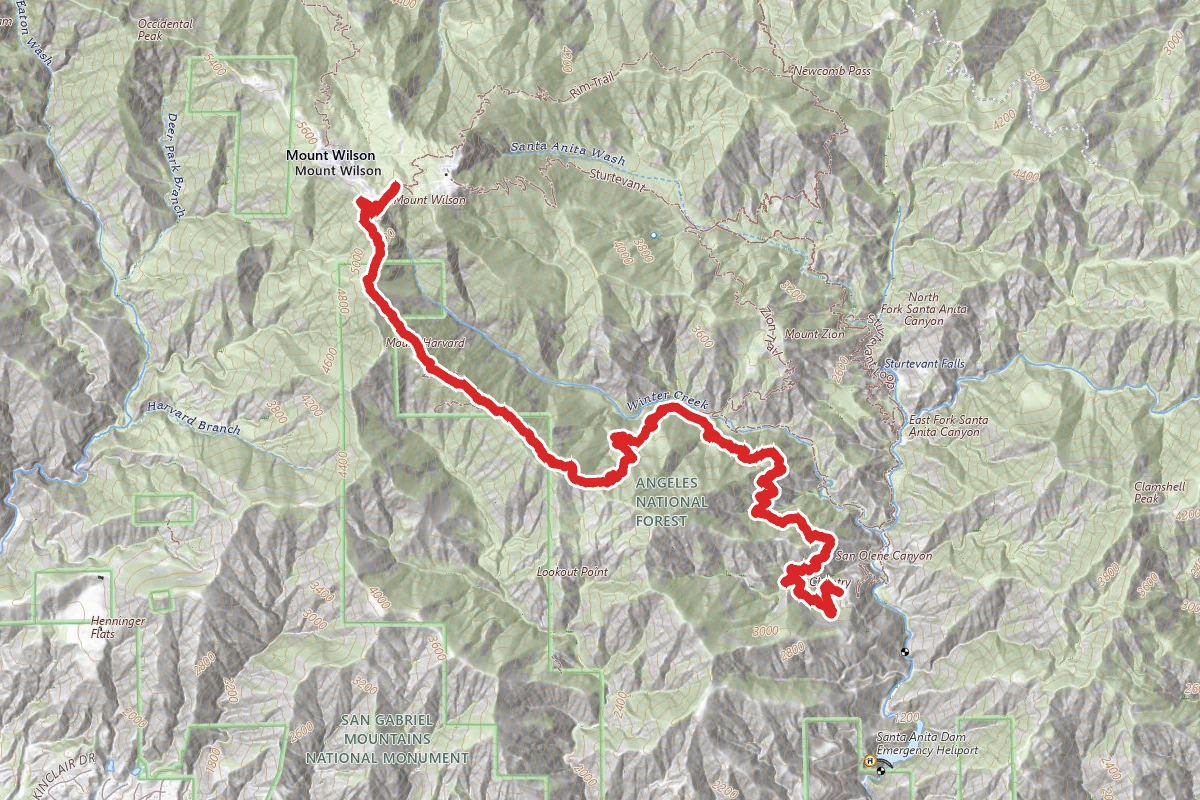 Chantry Flat to Mount Wilson via Winter Creek