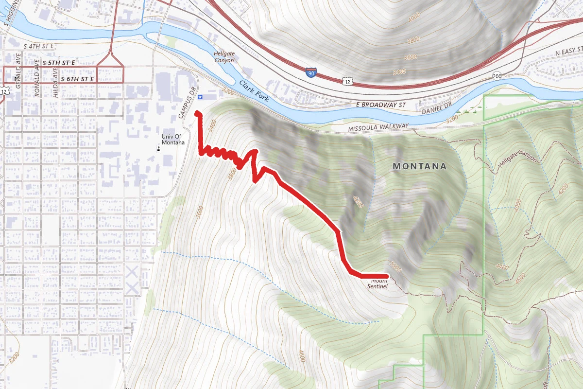 Mount Sentinel via Hellgate Ridgeline