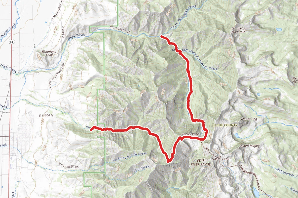 High Creek Trailhead to Cherry Peak Resort
