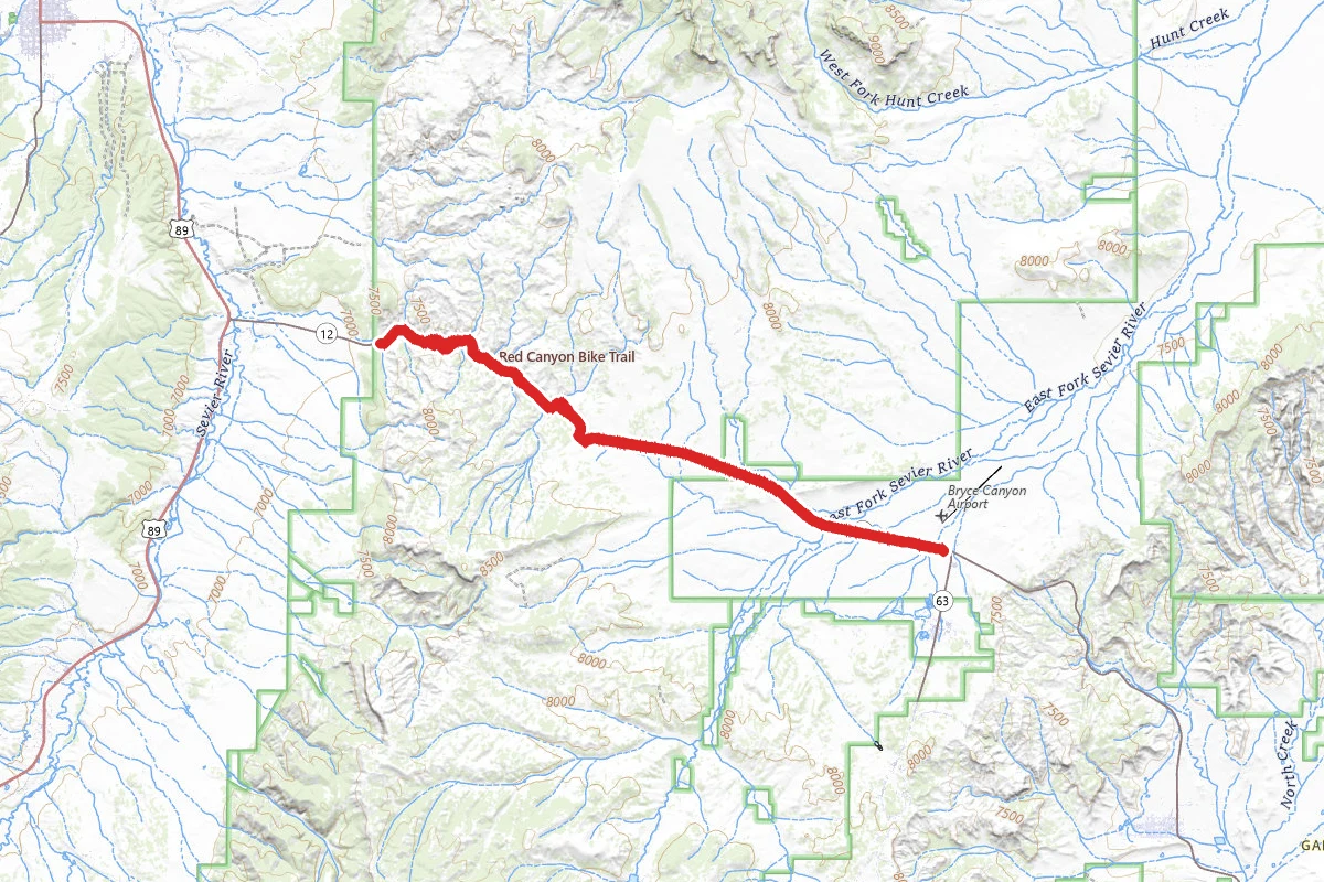Red Canyon Bicycle Trail route map