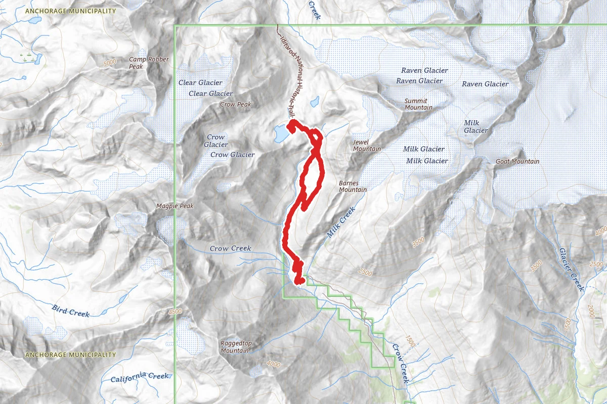 Crow Pass, Crystal Lake and Barnes Mountain Trail