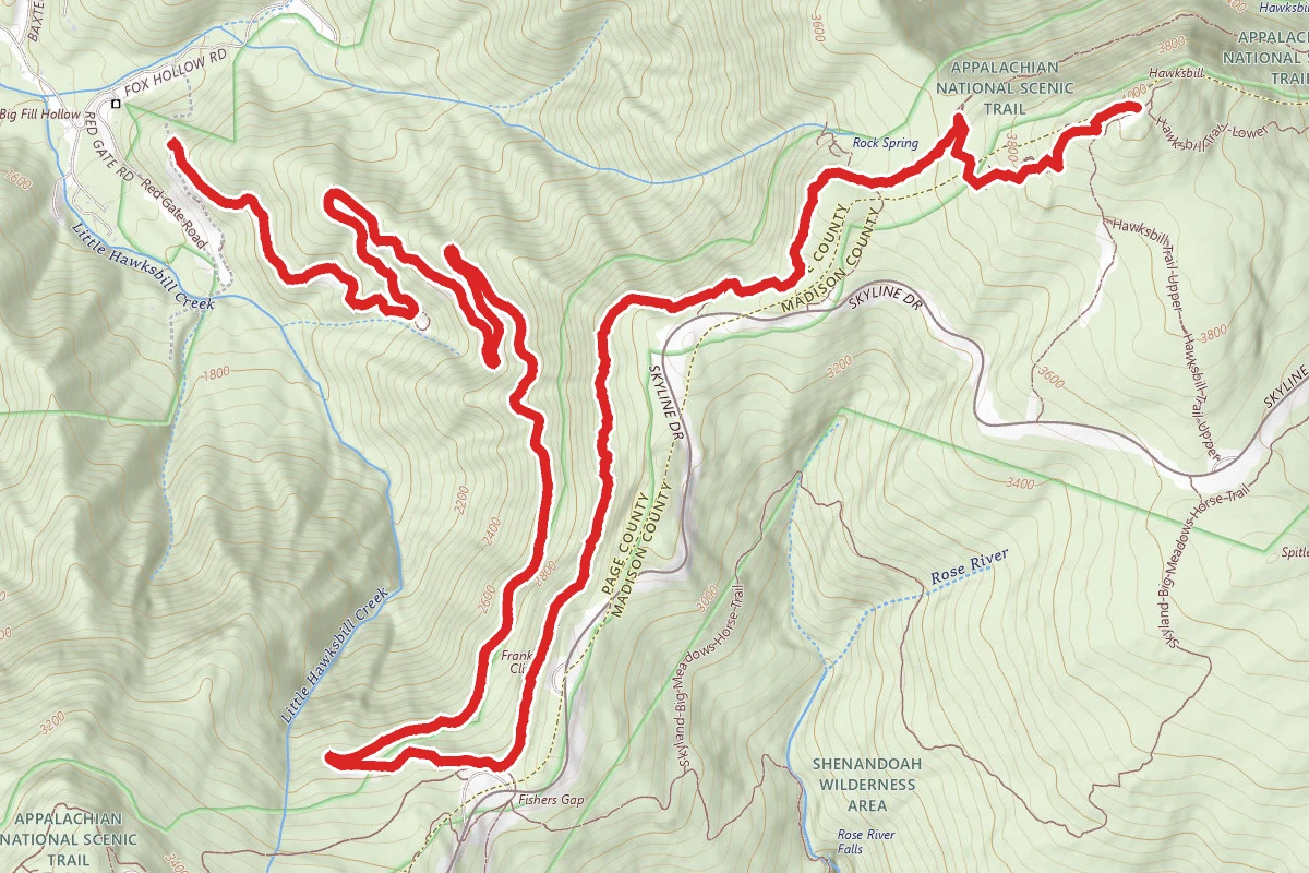 Hawksbill via Appalachian Trail and Redgate Road