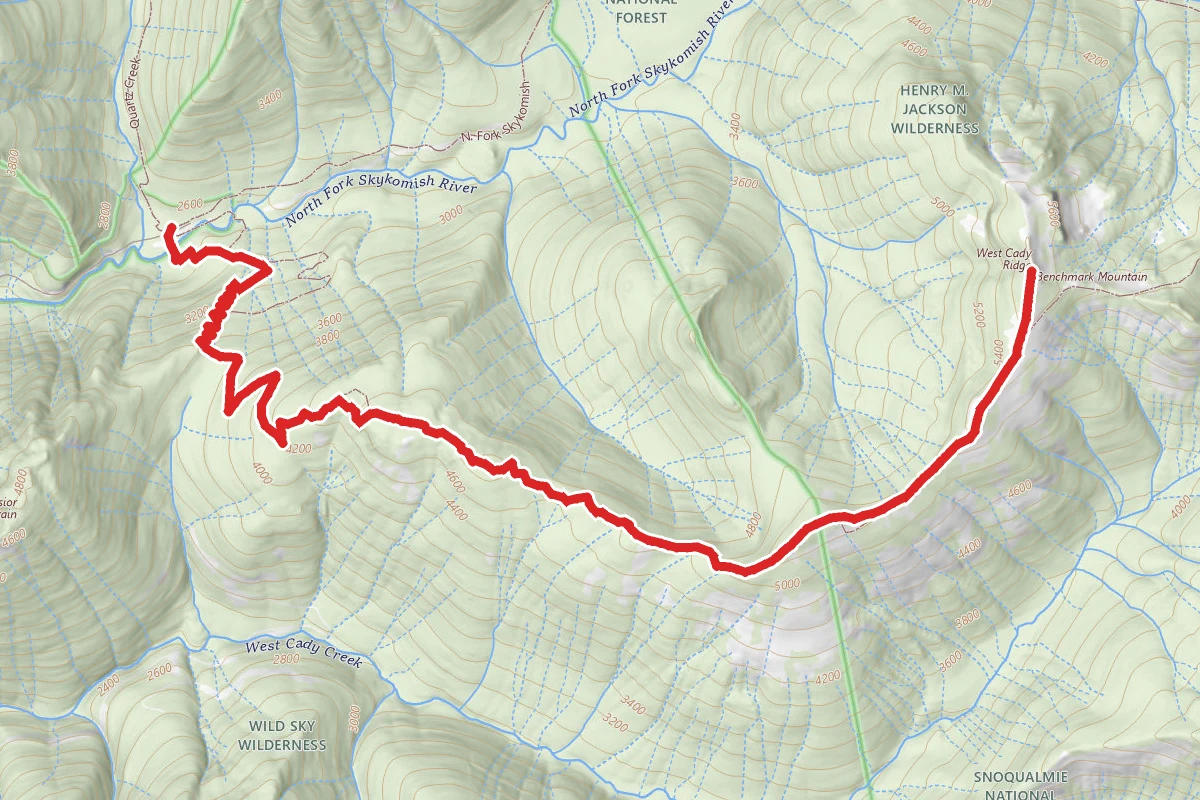 West Cady Ridge Trail to Bench Mark Mountain