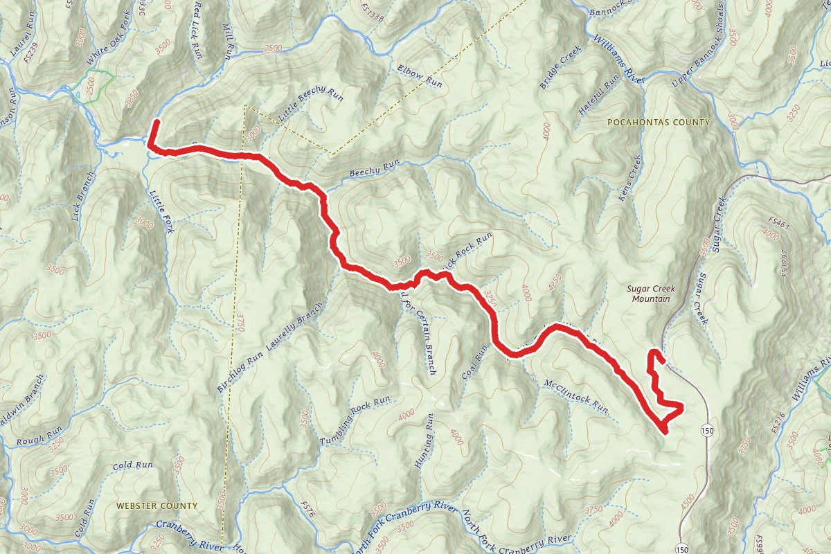 Public Road 108 and Williams River Middle Fork Trail