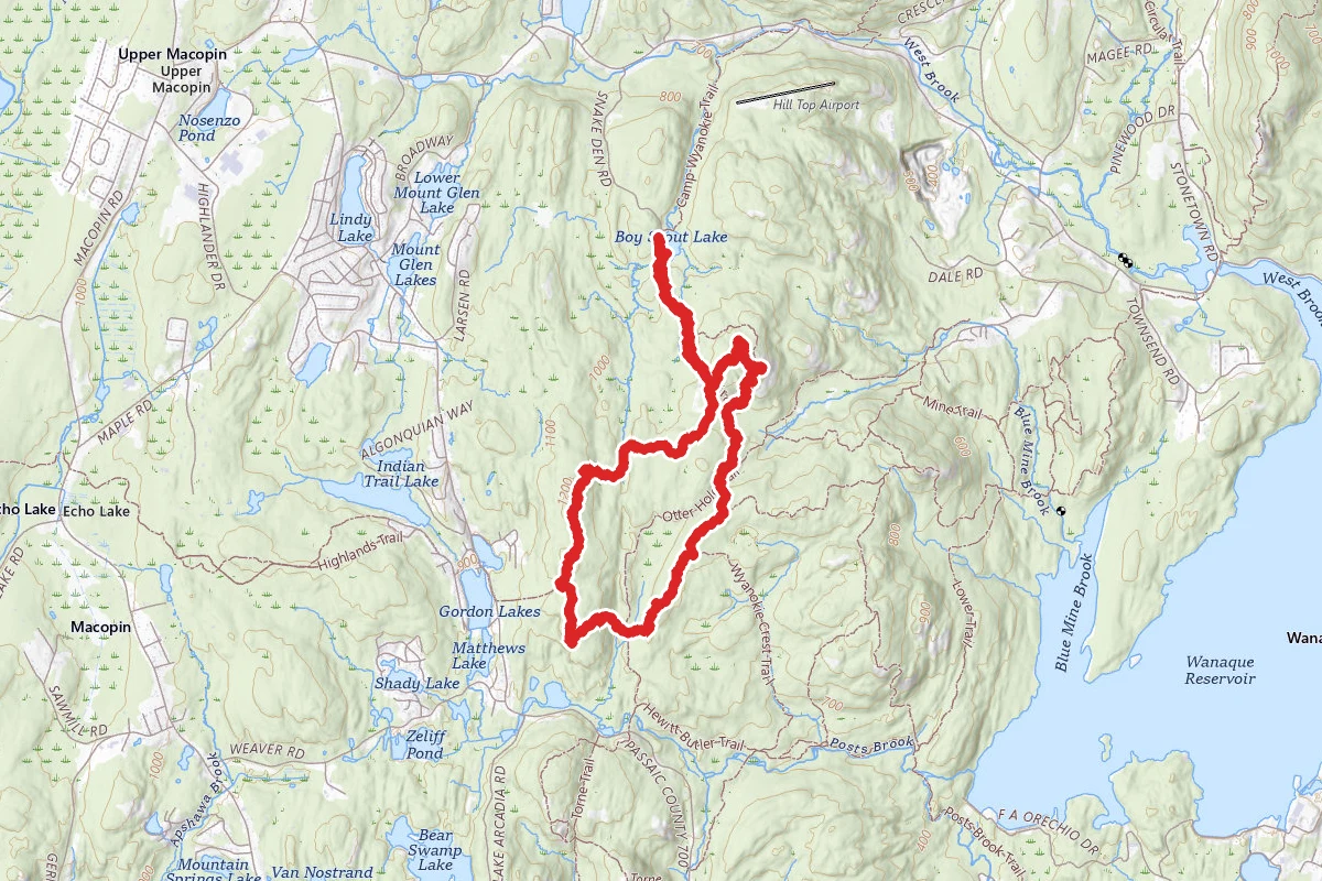 Wyanokia Circular and Crest Trail from Boy Scout Lake
