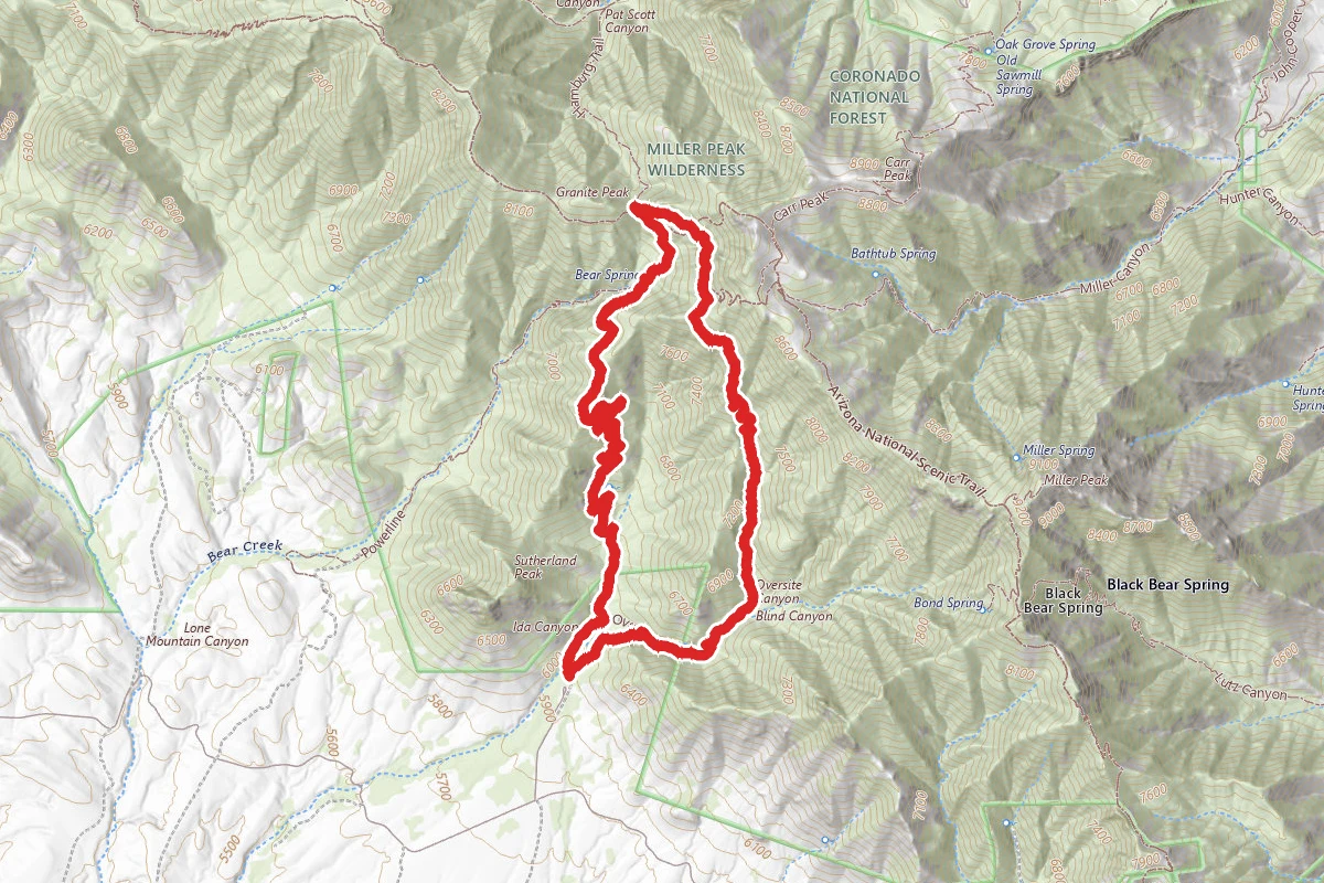 Oversite Canyon Trail to Ida Canyon Trail