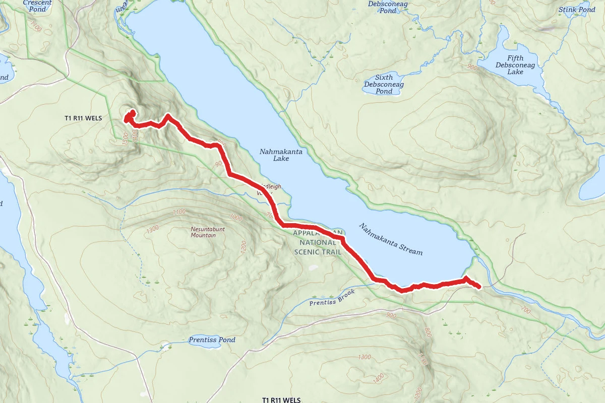 Nahmakanta Lake to Nesuntabunt Mountain via Appalachian Trail