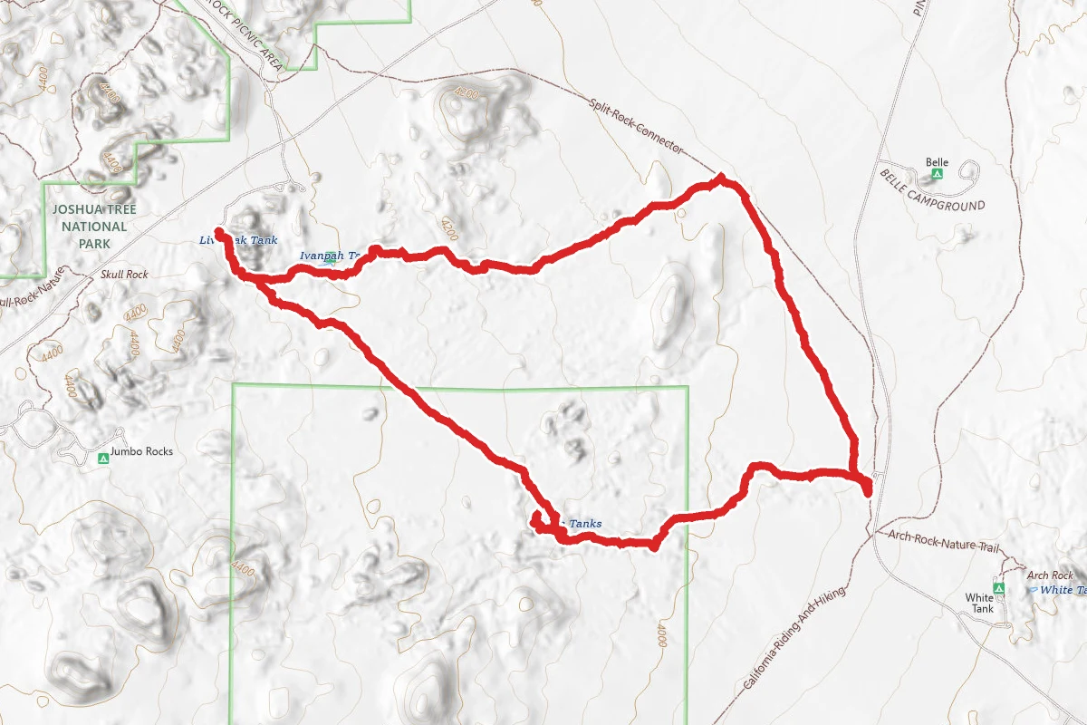 5 Tanks Including Twin Tanks, Ivanpah and Live Oak Tanks route map