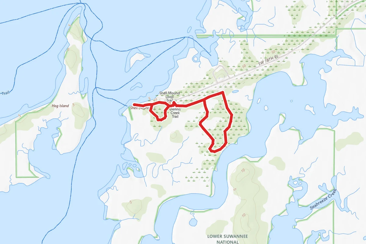 Dennis Creek Trail via Shell Mound Trail