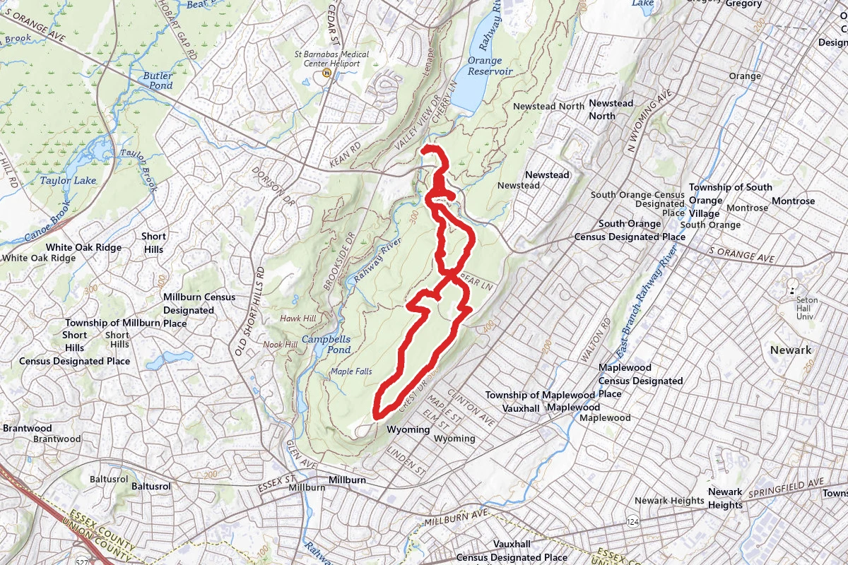 Hemlock Falls via Lenape (Yellow) Trail, Summit Trail, Swampy Trail, and Crest Trail