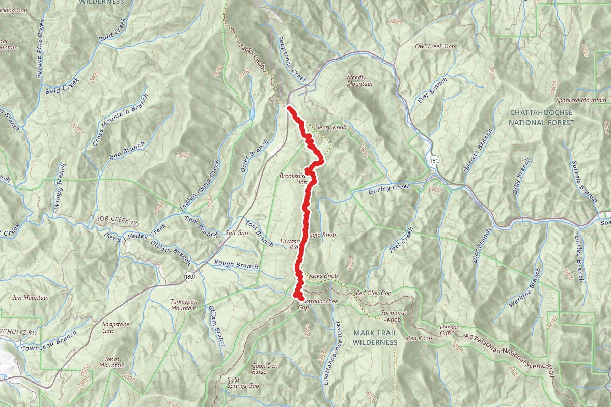 Jack's Knob Trail from Jack's Gap to Chattahoochee River Headwaters