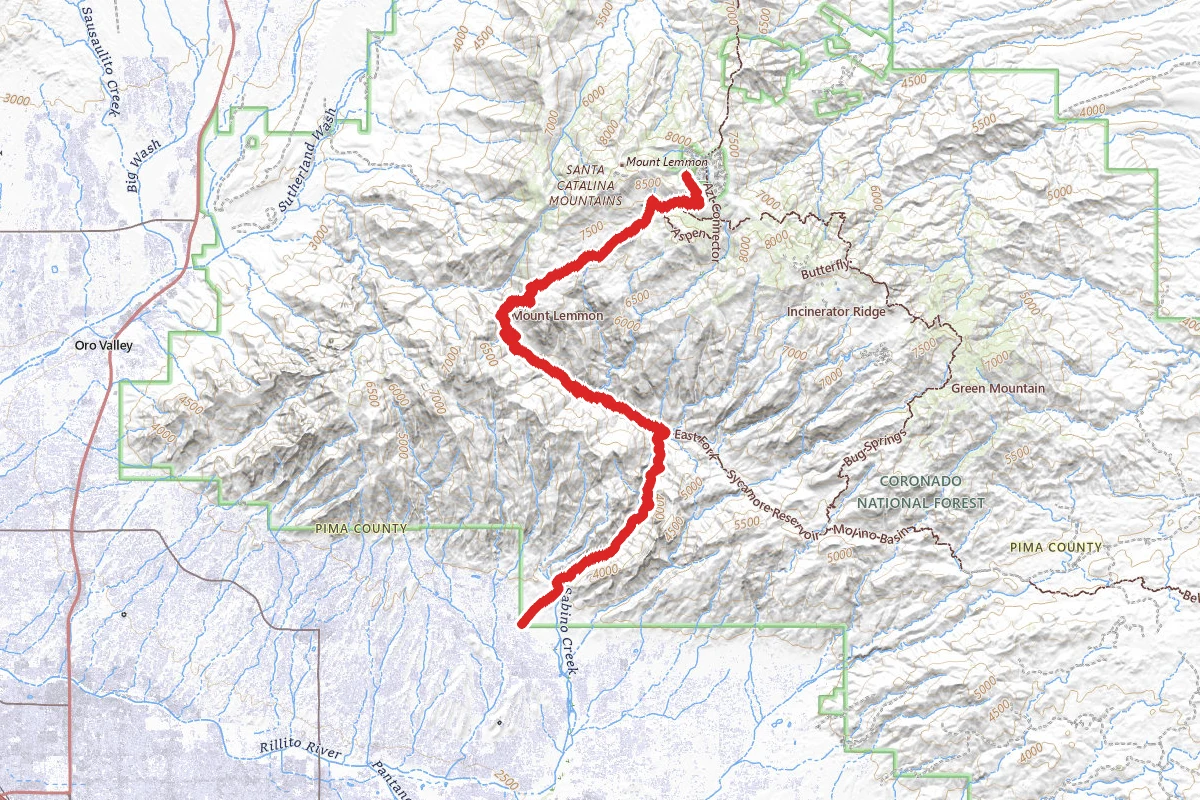 Mint Spring Trail to Sabino Canyon via Wilderness of Rocks and West Fork Trail