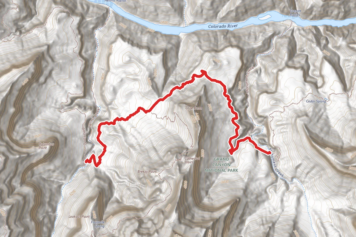 Hermit Camp to Monument Creek Camp via Tonto Trail