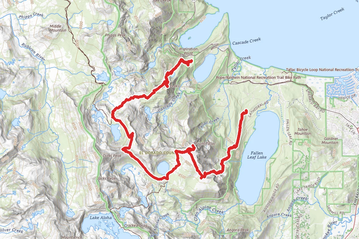Bayview to Mount Tallac Trailhead